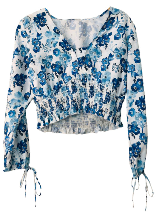 Blue floral blouse