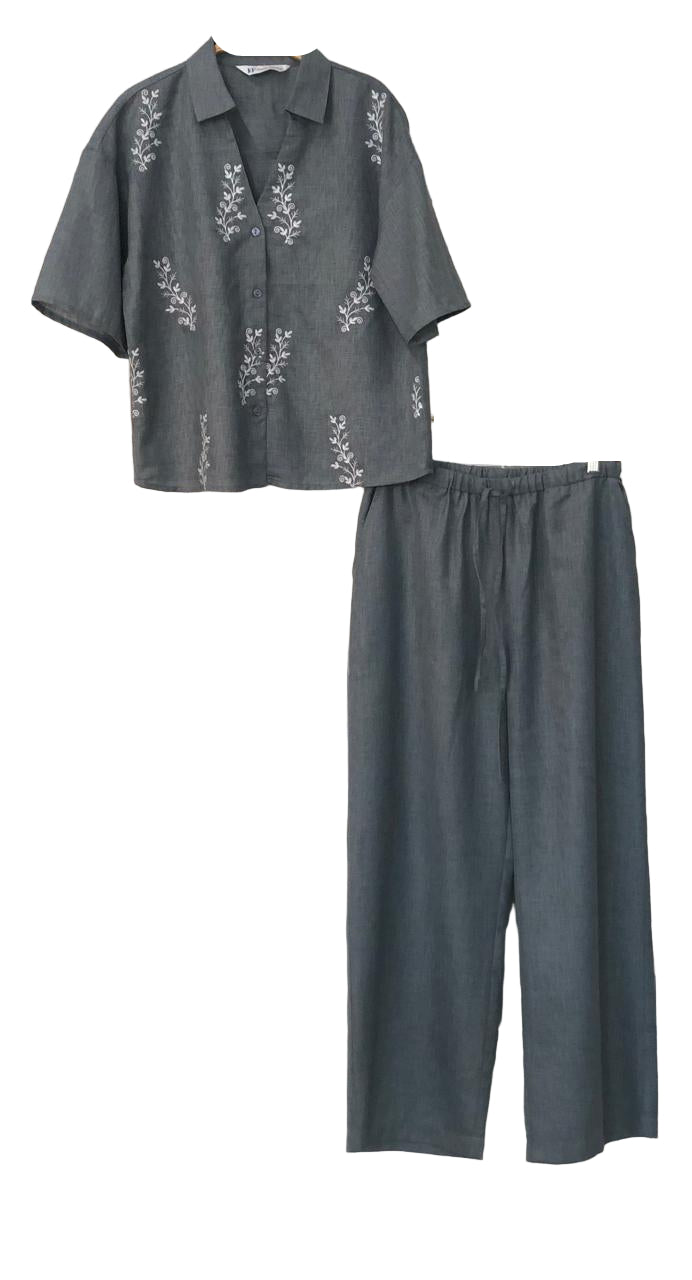 Gray floral shirt and pants (Co-Ord Set )