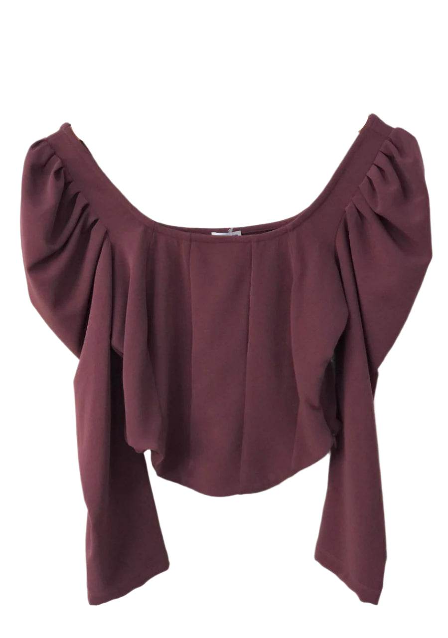 Brown off-shoulder top