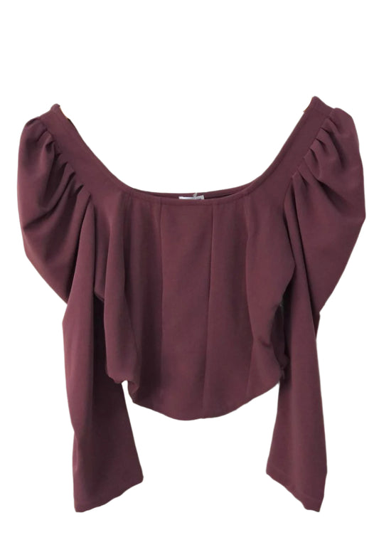 Brown off-shoulder top