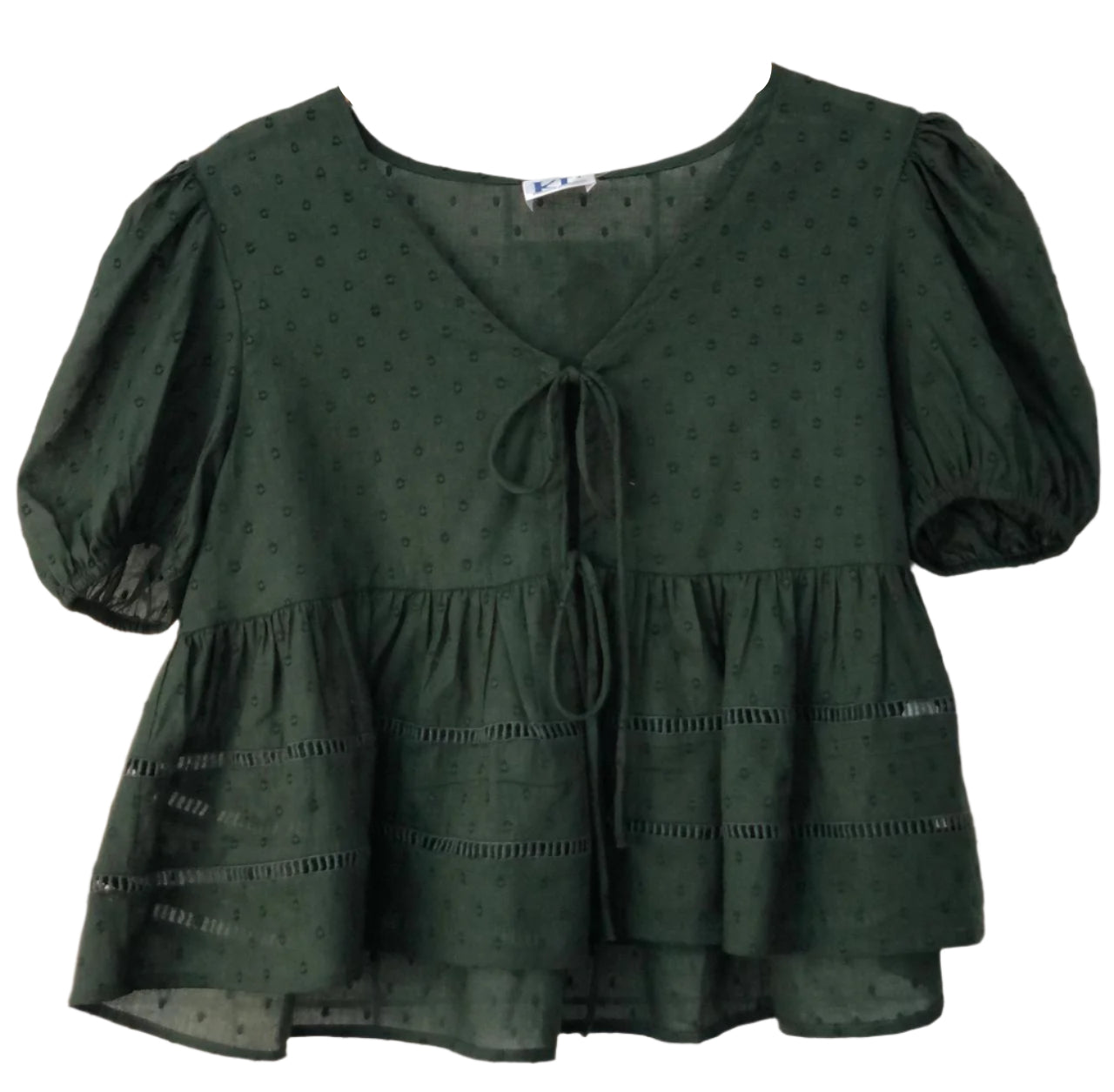 Green blouse with puff sleeves