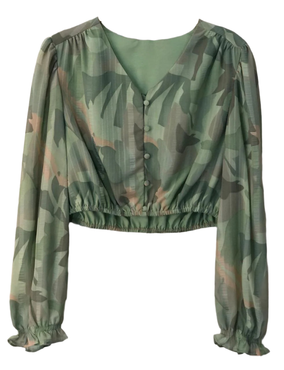 Camouflage-patterned blouse