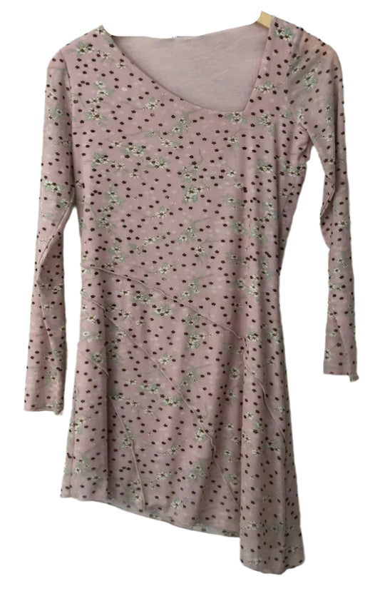 Pink long-sleeve top with floral pattern
