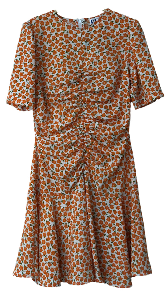 Floral dress with orange and white pattern