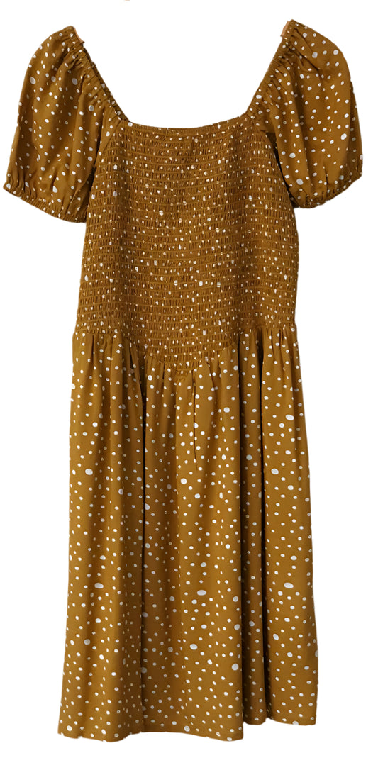 Mustard yellow dress with white polka dots