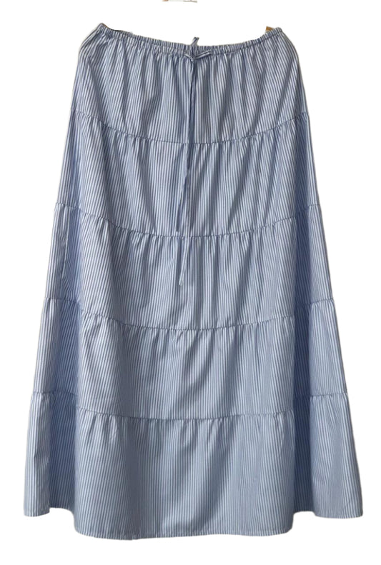 Blue and white striped dress