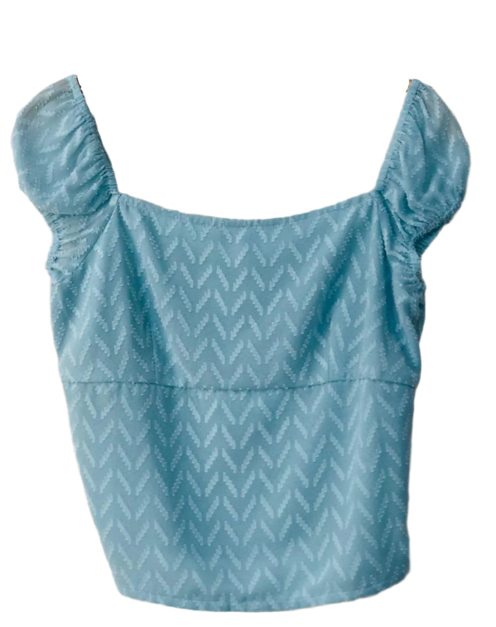 Blue zigzag patterned top