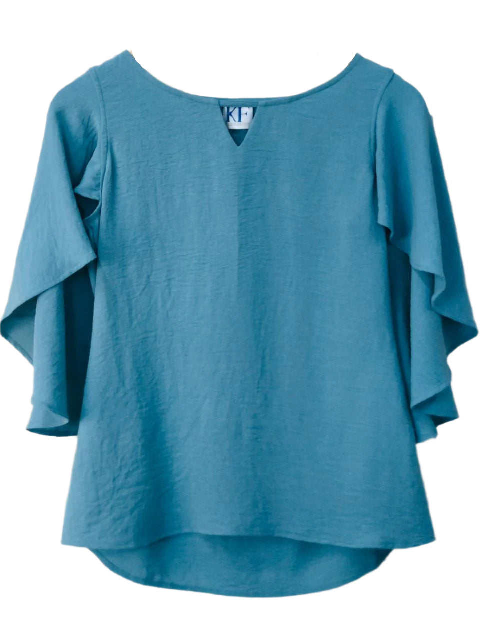 Blue blouse with ruffled sleeves