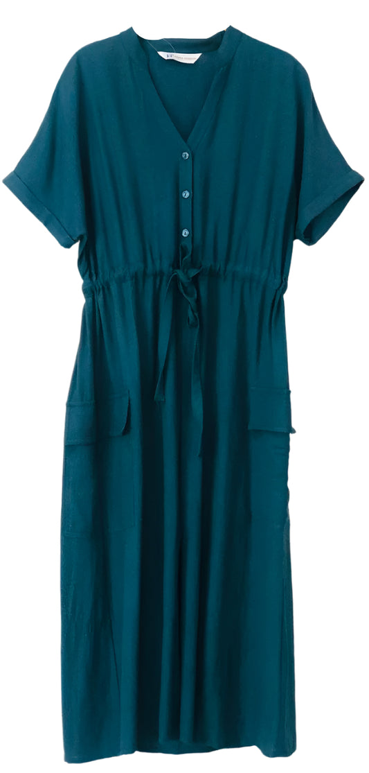 Teal Dress with a Tie Waist