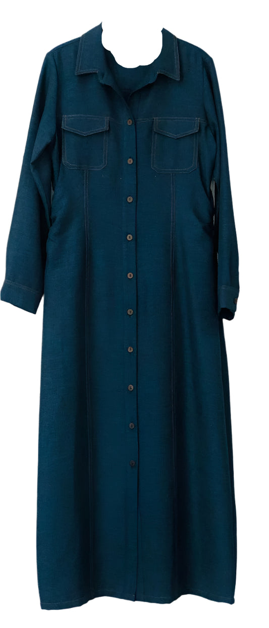 Blue Dress Shirt with Button Details