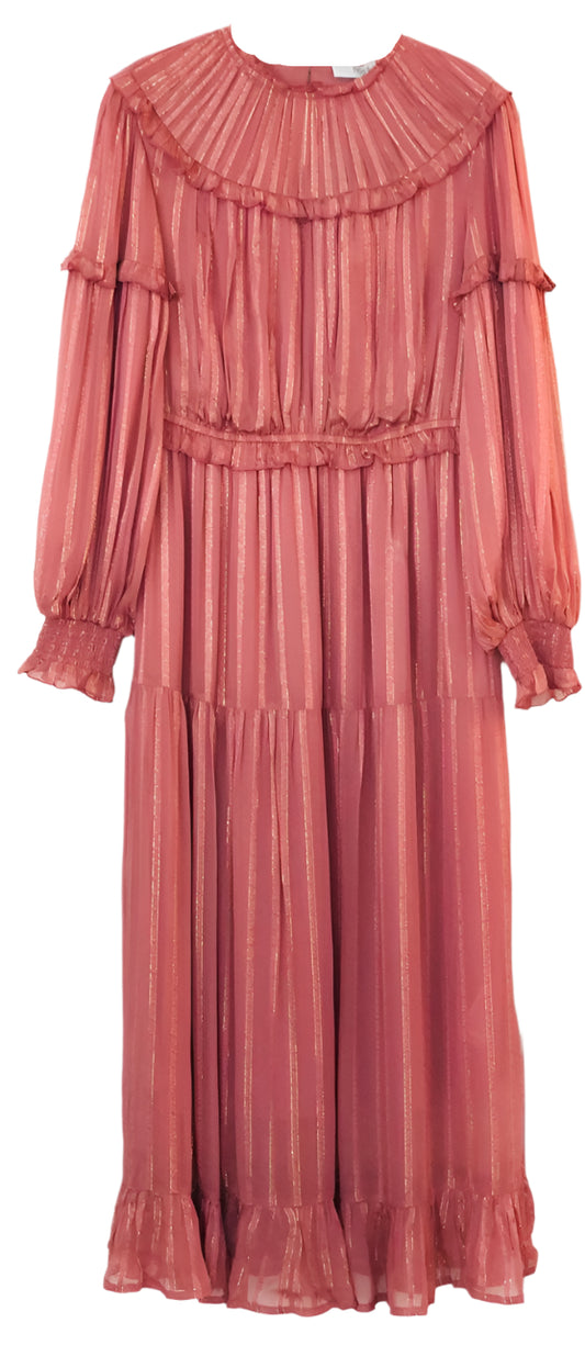 Round Neck Ruffled Long Dress