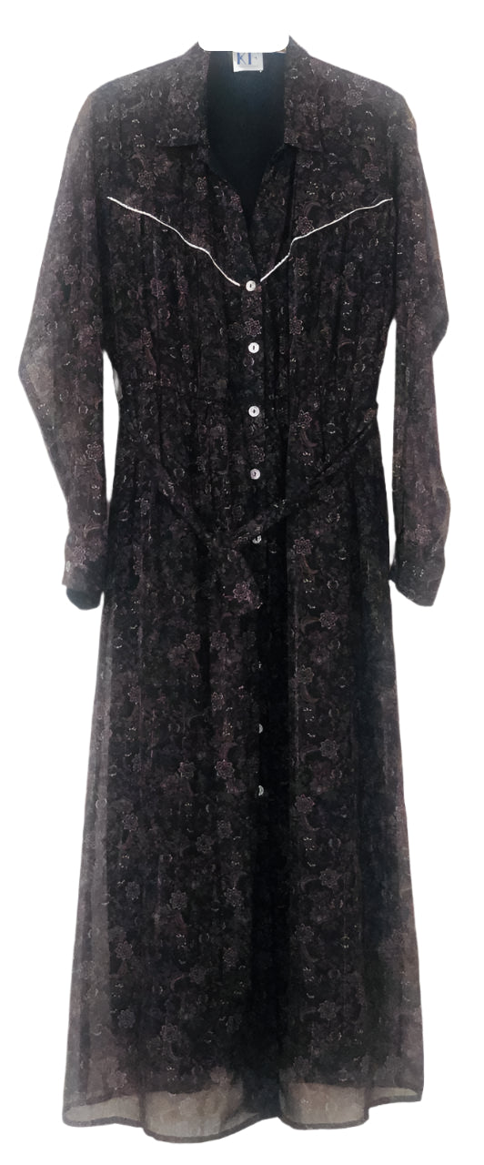 Printed Dress with Silver Linen