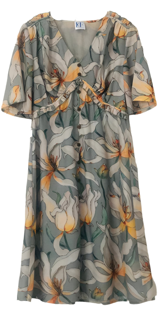 Floral Dress with White And Orange Flower