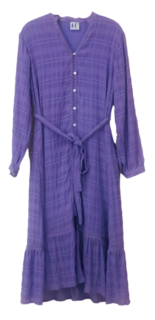 Purple Dress with Tie-Belt