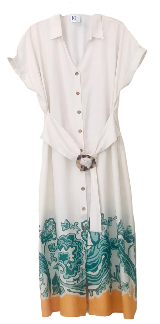 Collar Dress with Belt