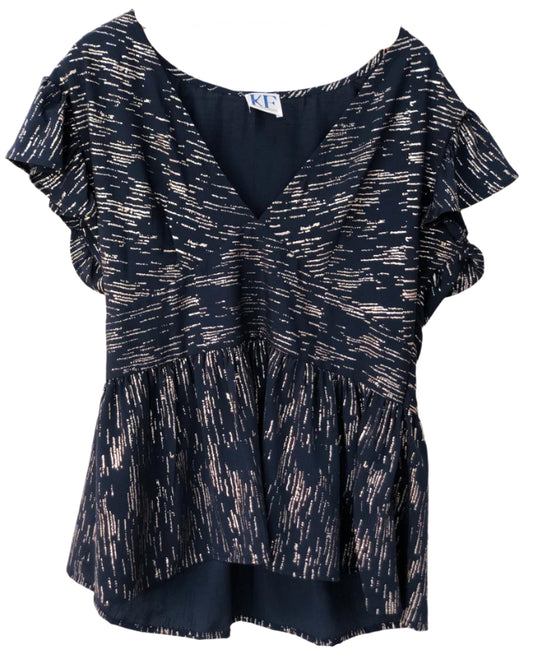 Navy patterned top