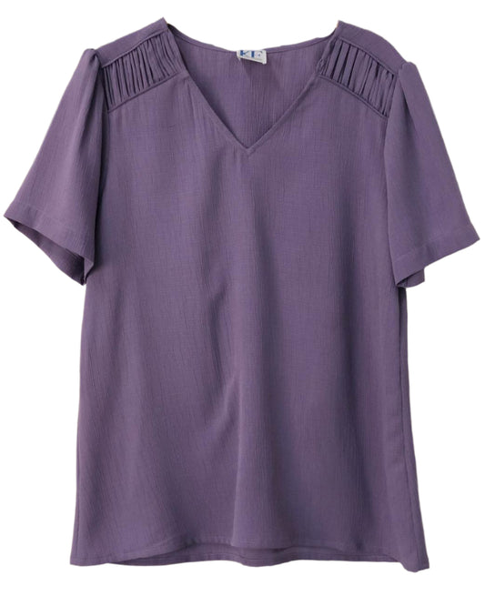 Purple blouse with shoulder cutouts
