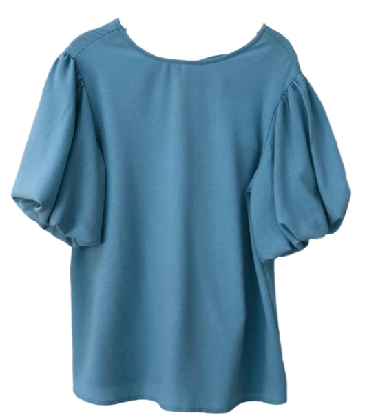 Blue blouse with puff sleeves