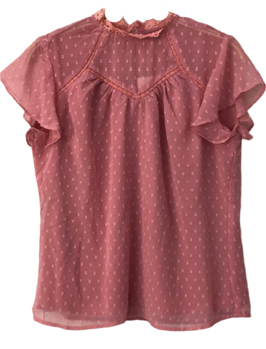 Pink blouse with ruffled sleeves
