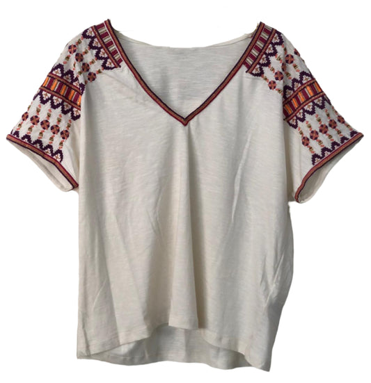 White blouse with patterned sleeves