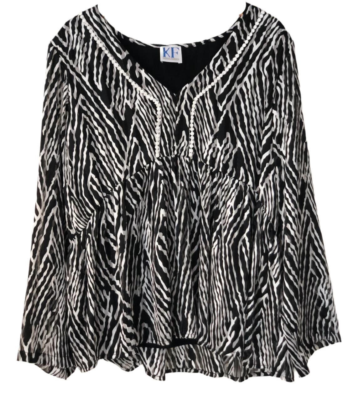 Black and white zebra patterned blouse