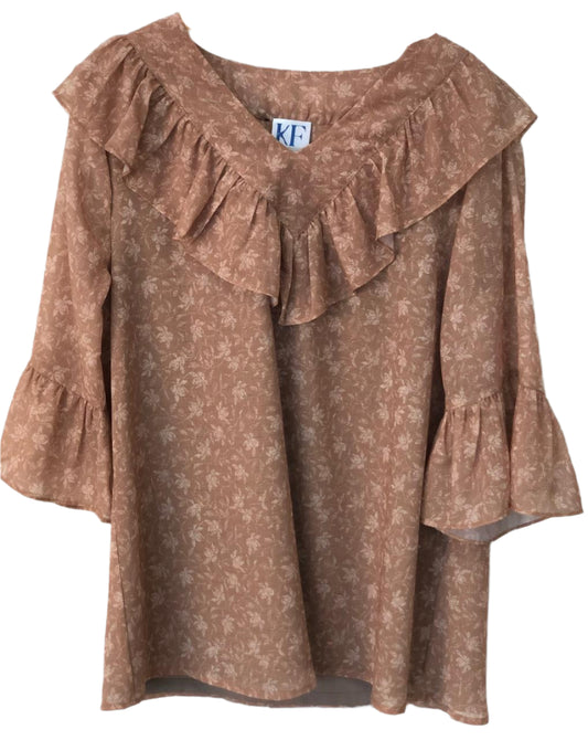 Brown blouse with ruffled details