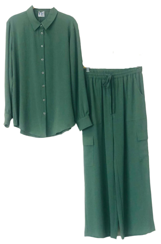 Co-ord set Green shirt and pants set