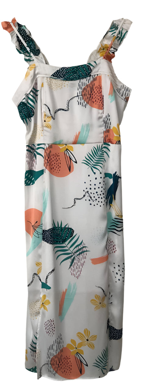 Dress with Colorful Fruit and Leaf Pattern