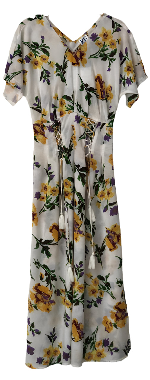 Floral Dress with Yellow and Purple Flowers