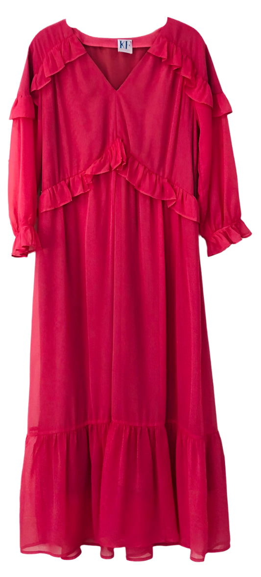 Red dress with ruffled details