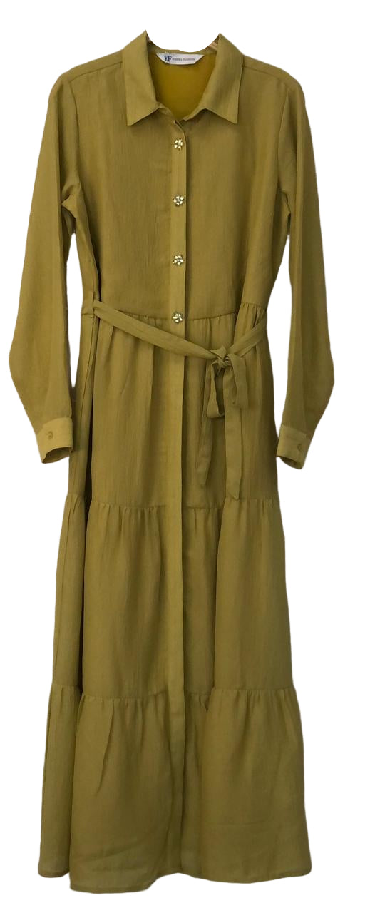 Green dress with a belt