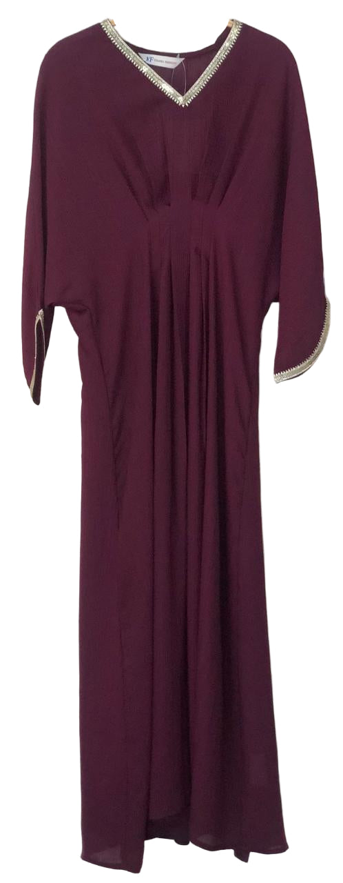 Maroon dress with silver trim