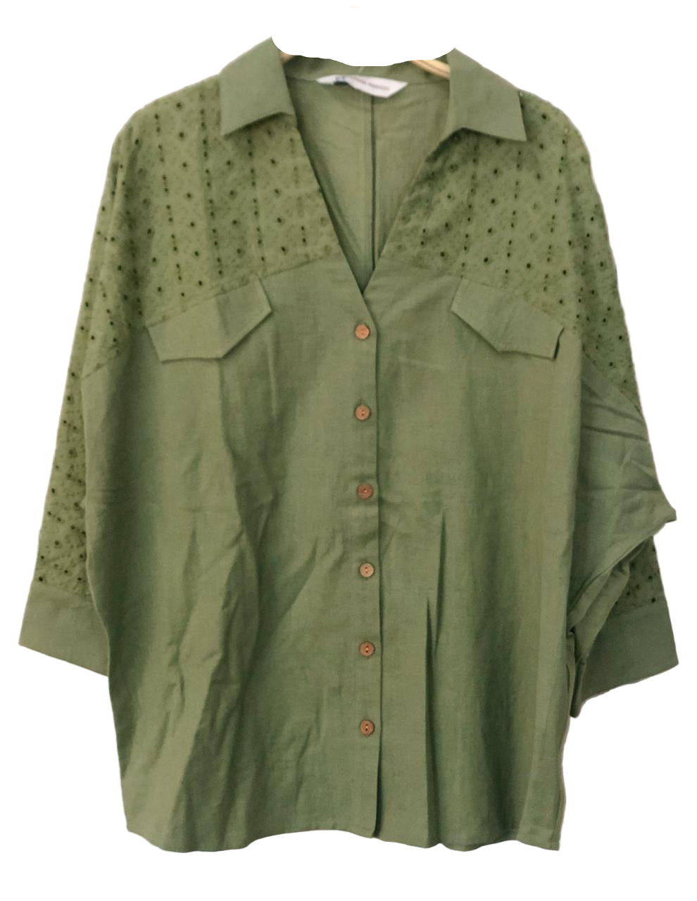 Green shirt with button details