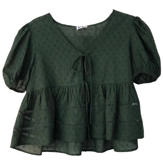 Green blouse with puff sleeves