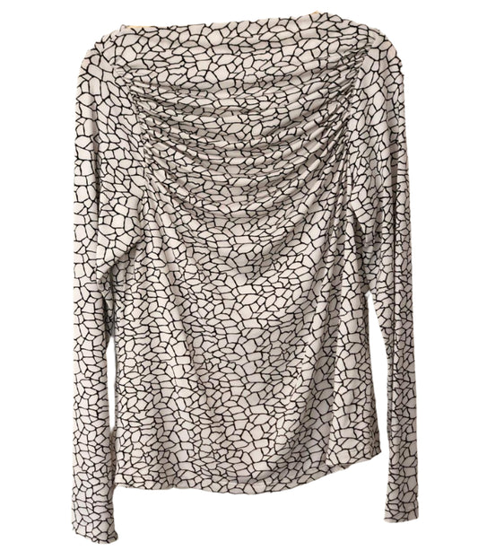 Black and white patterned long-sleeve top