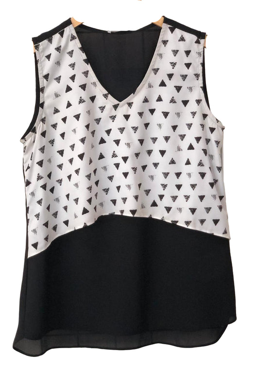 Black and white sleeveless top