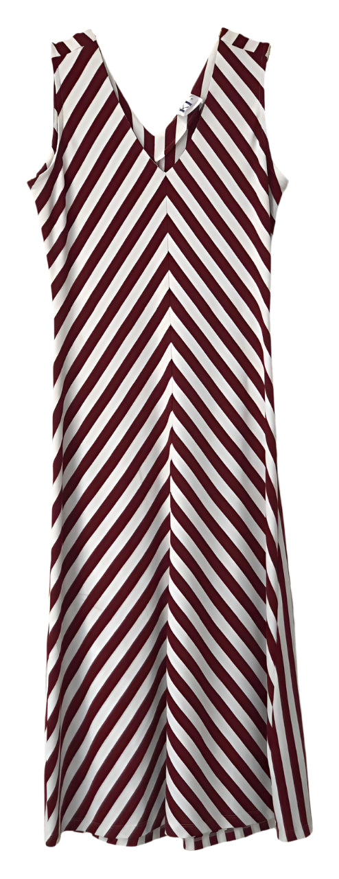 Maroon and white striped dress