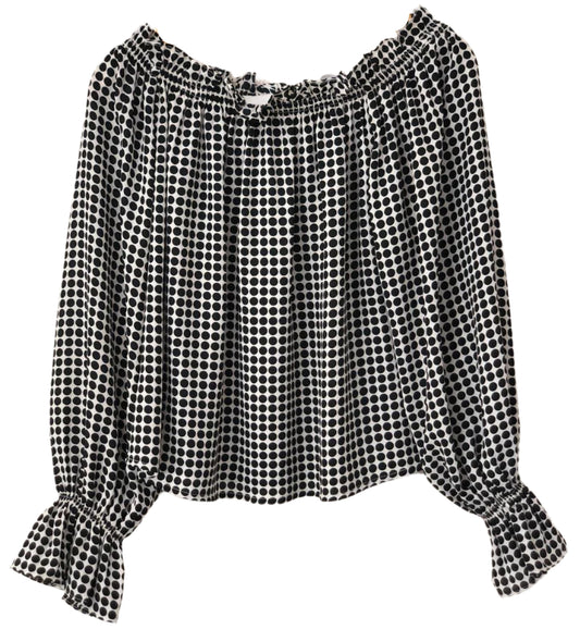 Black and white polka dot blouse