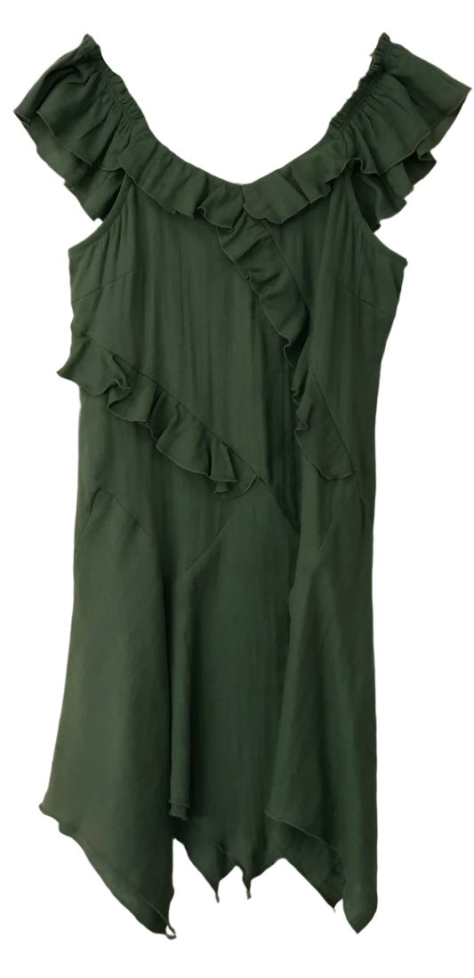 Green dress with ruffled details