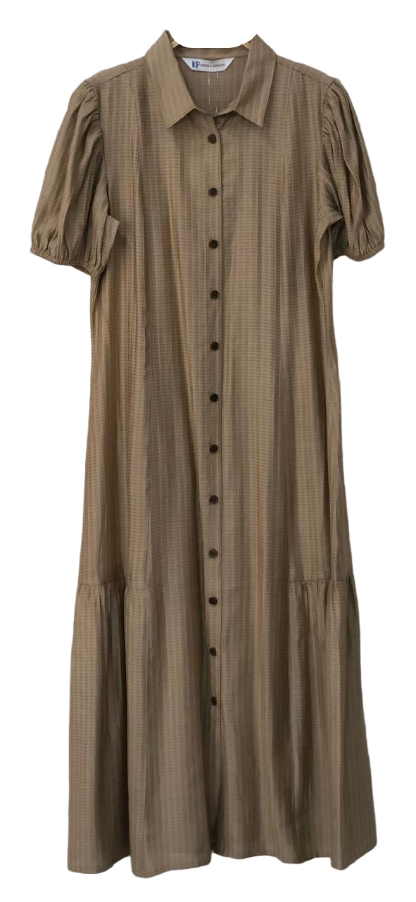 Brown dress with puff sleeves