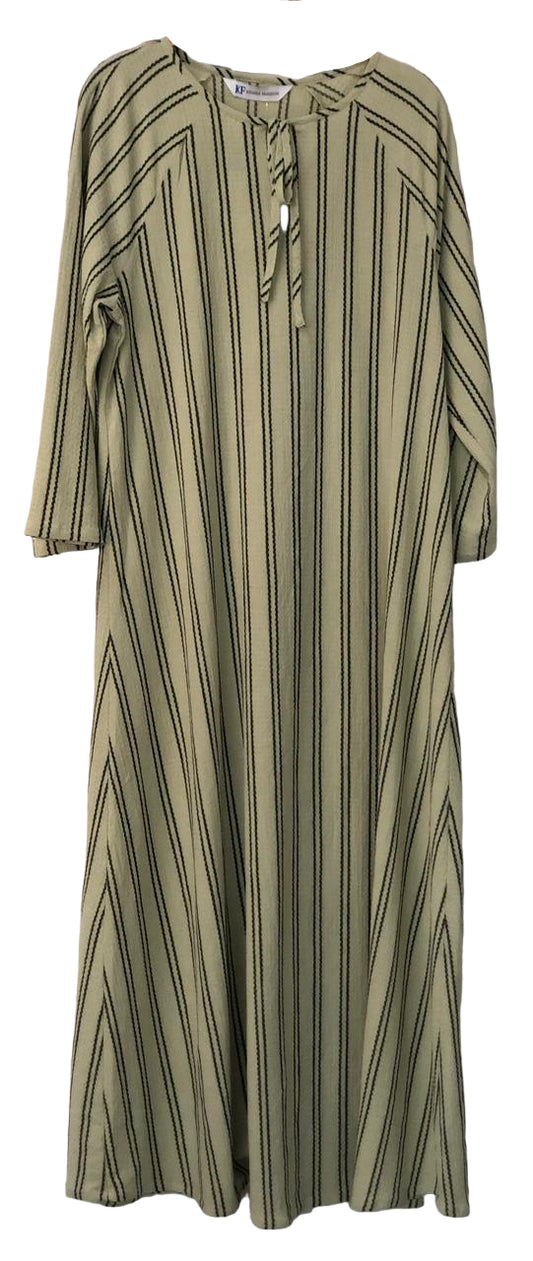 Abaya-Green and beige striped dress