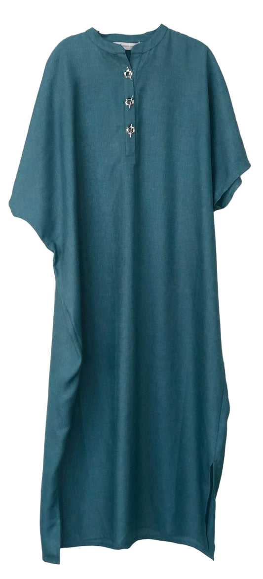 Abaya-Teal dress with button details