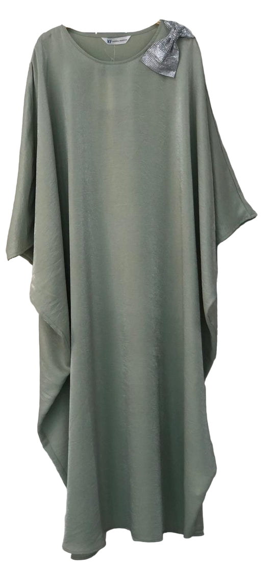 Abaya-Green dress with a floral pattern