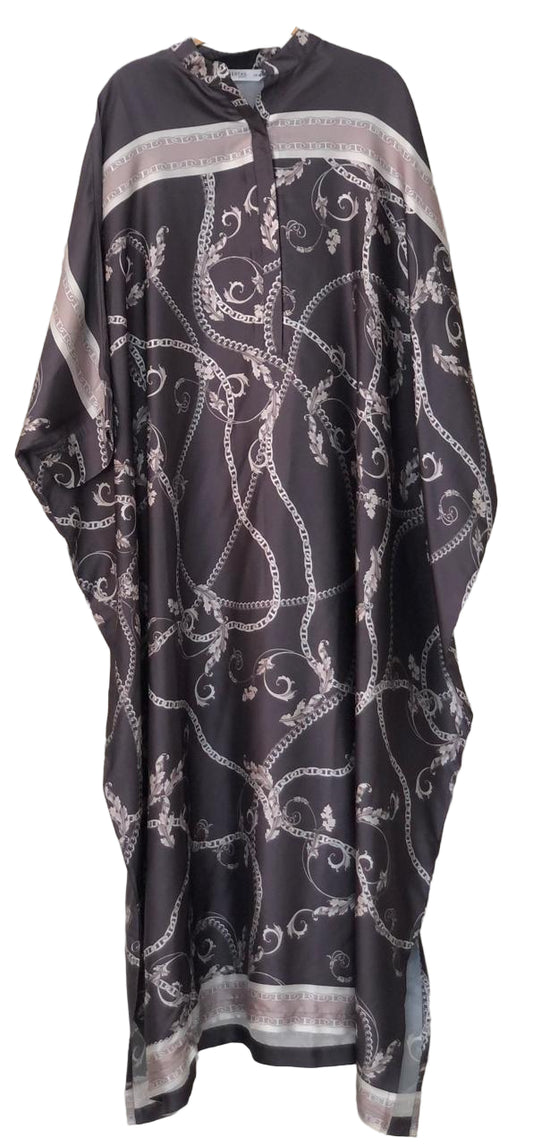 Abaya-Black and silver patterned garment