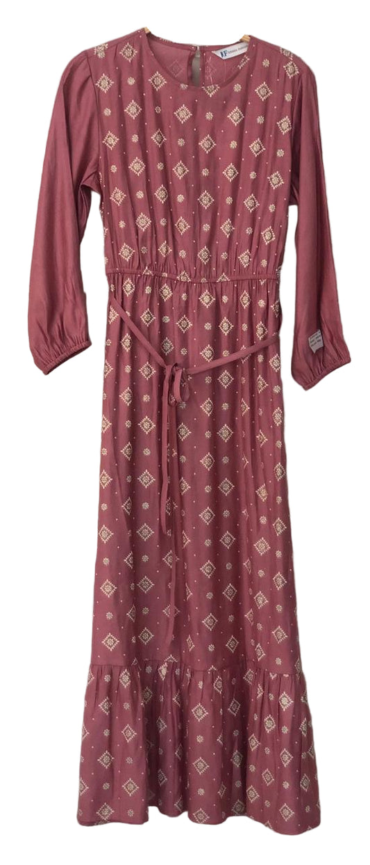 Maroon patterned dress