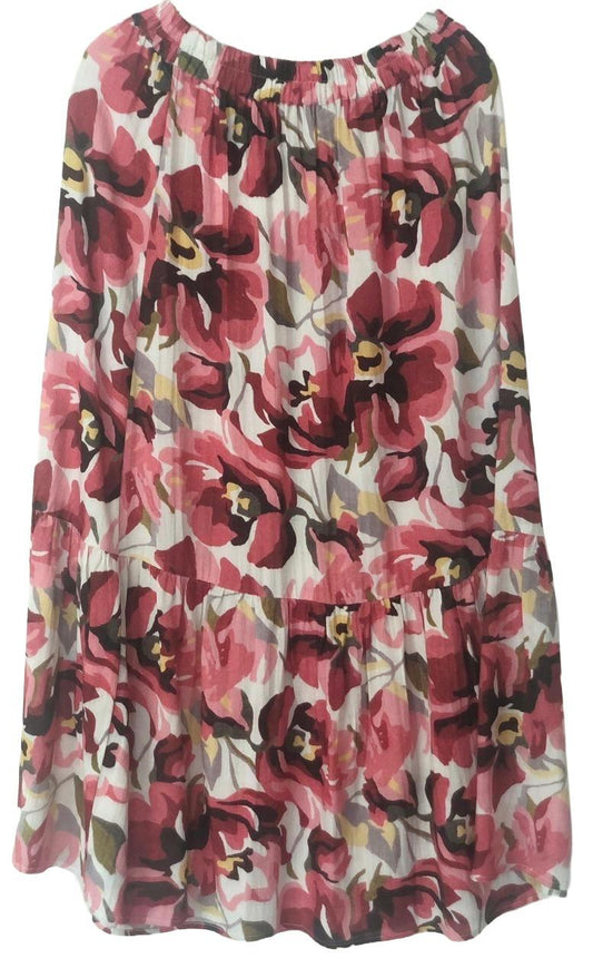 Floral red and white skirt