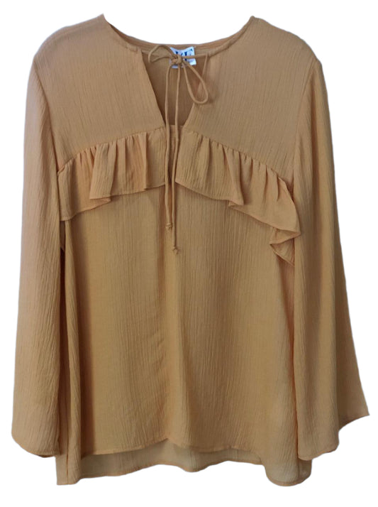 Mustard yellow blouse with ruffled