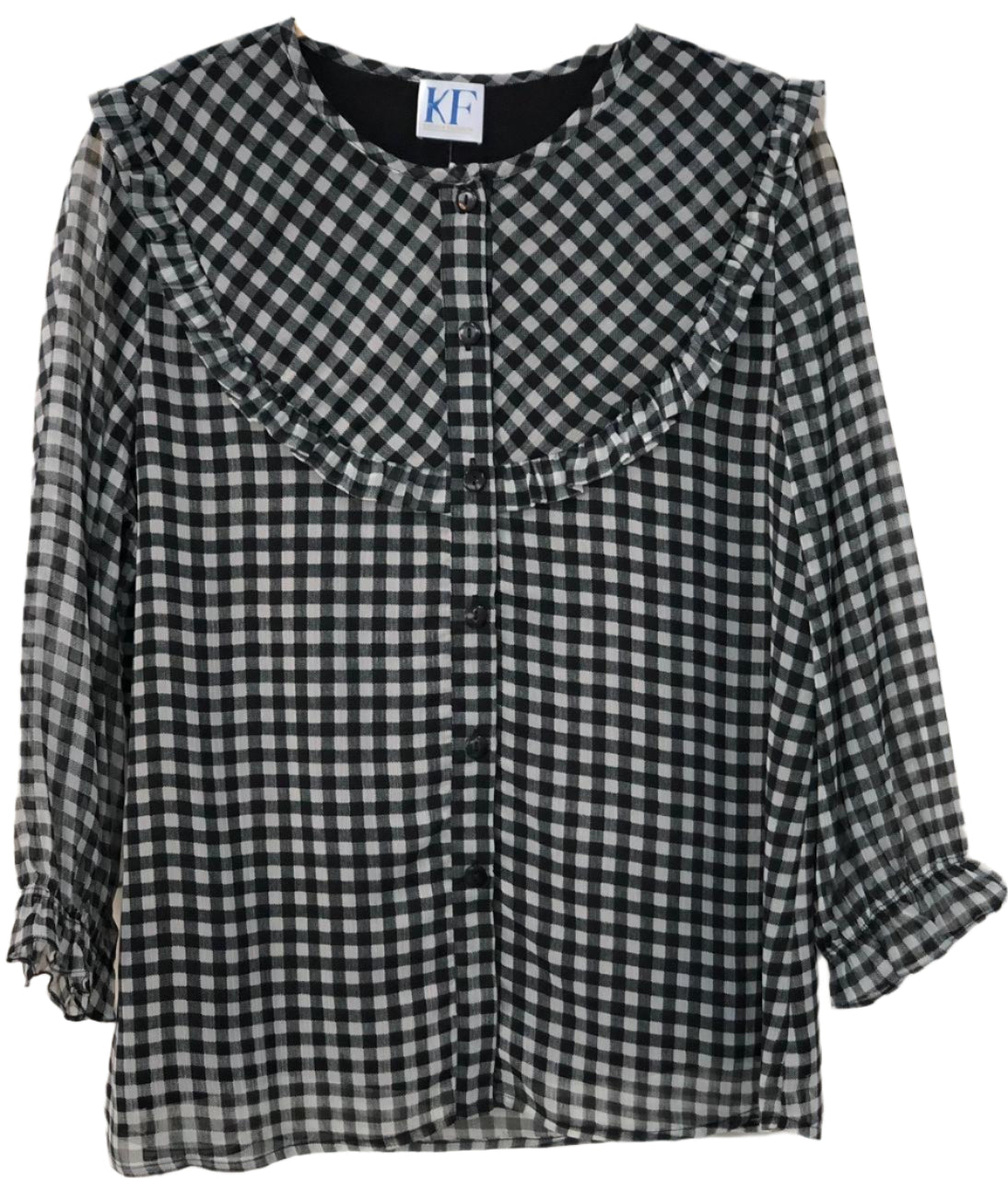 Black and white checkered blouse