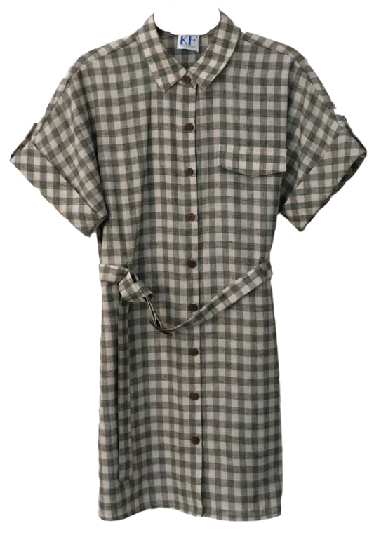 Green and white checkered dress