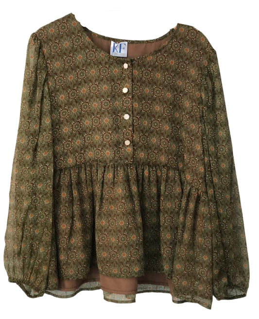 Green patterned blouse